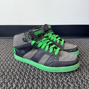 Osiris NYC 83 Convoy Mens Skate Mid Top Sneakers Black & Lime Green Y2K Size 9